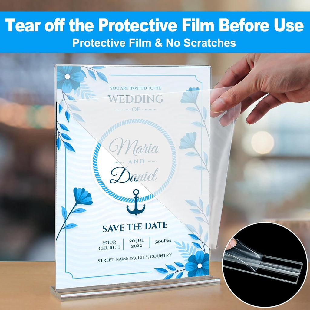 Acrylic Sign Holder 8.5 x 11, 10 Pack Double-Sided Stand up Table Top Sign Holders, Clear Acrylic Picture Frame Menu