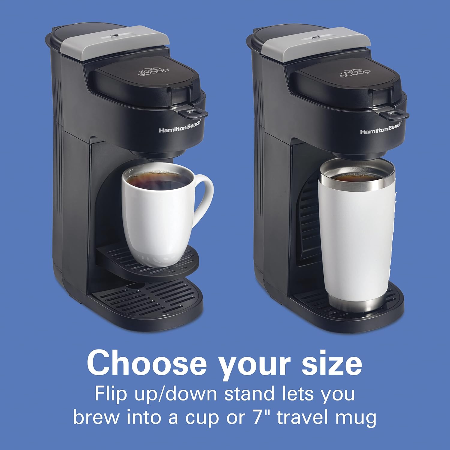 The Scoop Single Serve Coffee Maker & Fast Grounds Brewer for 8-14oz. Cups, Brews in Minutes, Black (47620), Next Gen