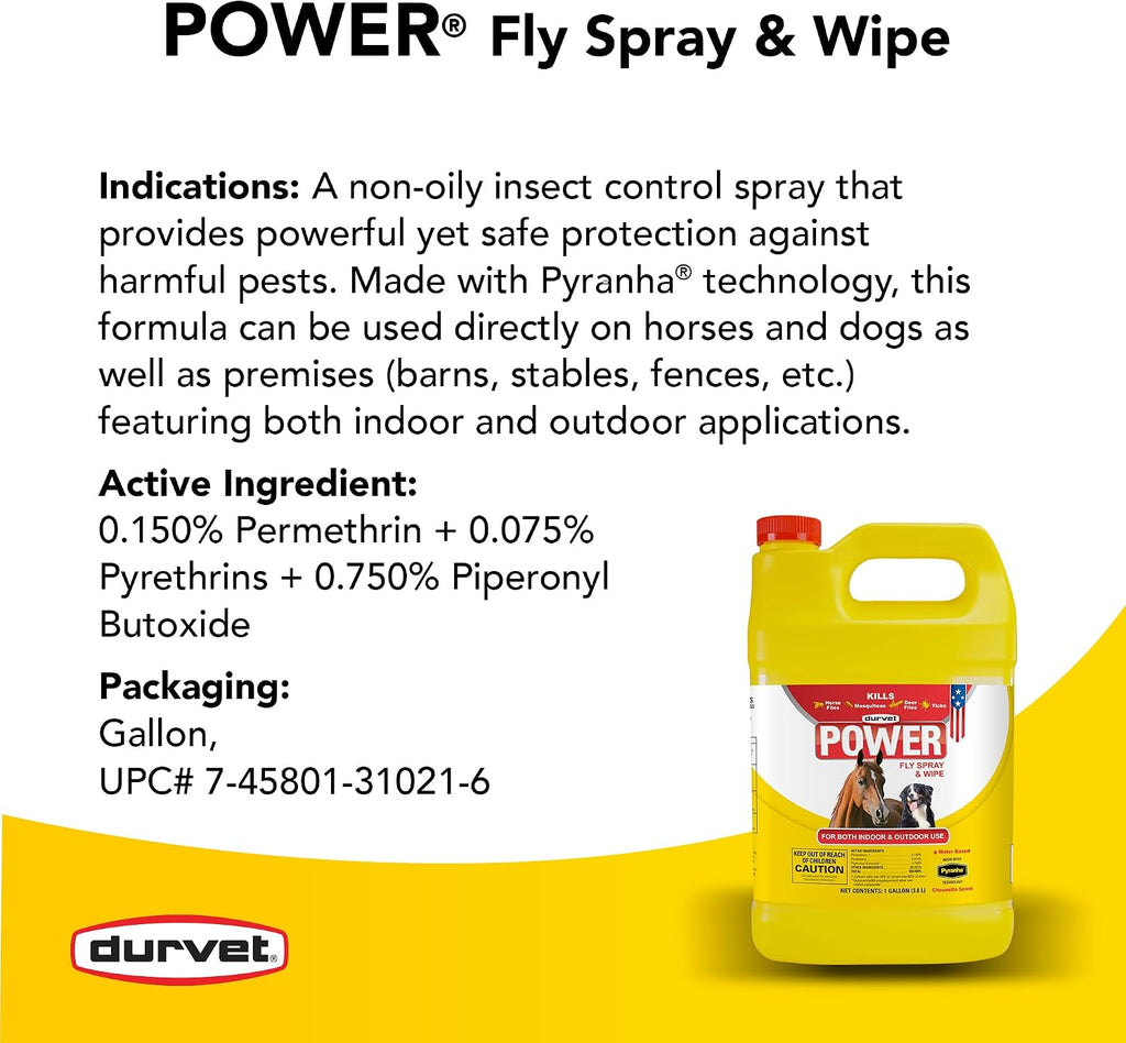 Fly 003-1021 699757 Power Fly Spray and Wipe for Horses, Gallon