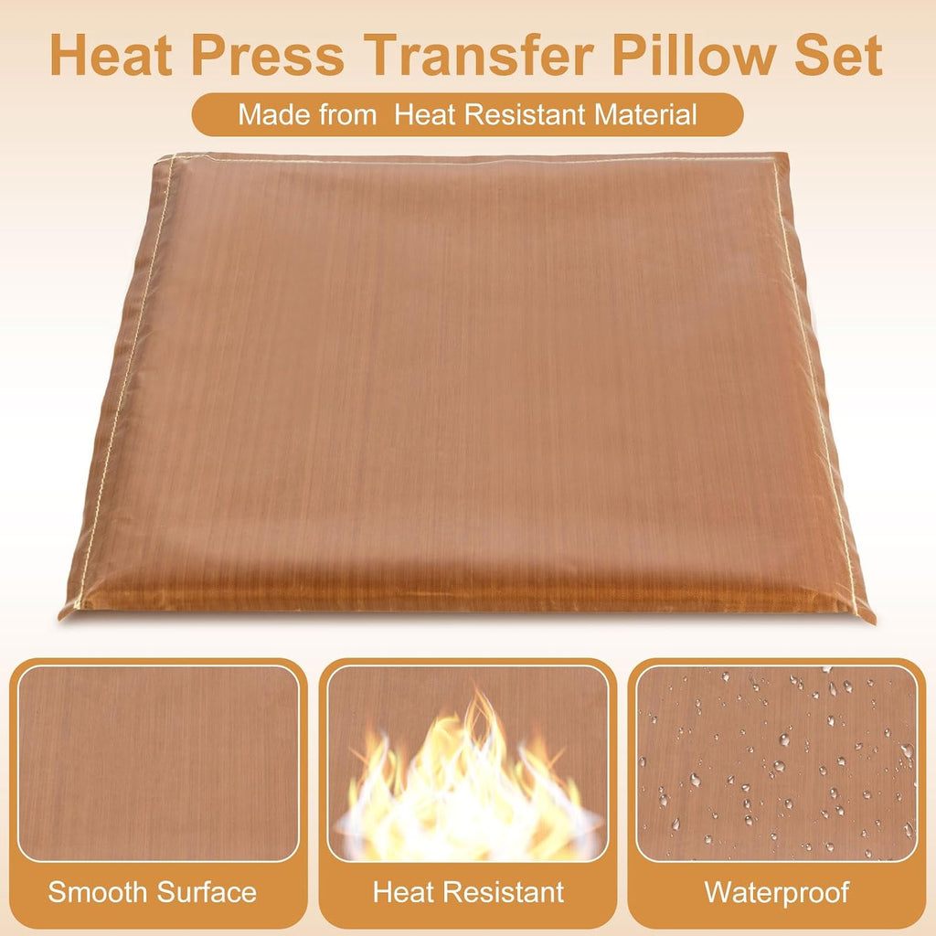 18 Pcs Heat Press Pillow Mat Kit 4 Size Pressing Transfer Pillows, 4 PTFE Transfer Sheet, 2 Heat Resistant Tape and 8
