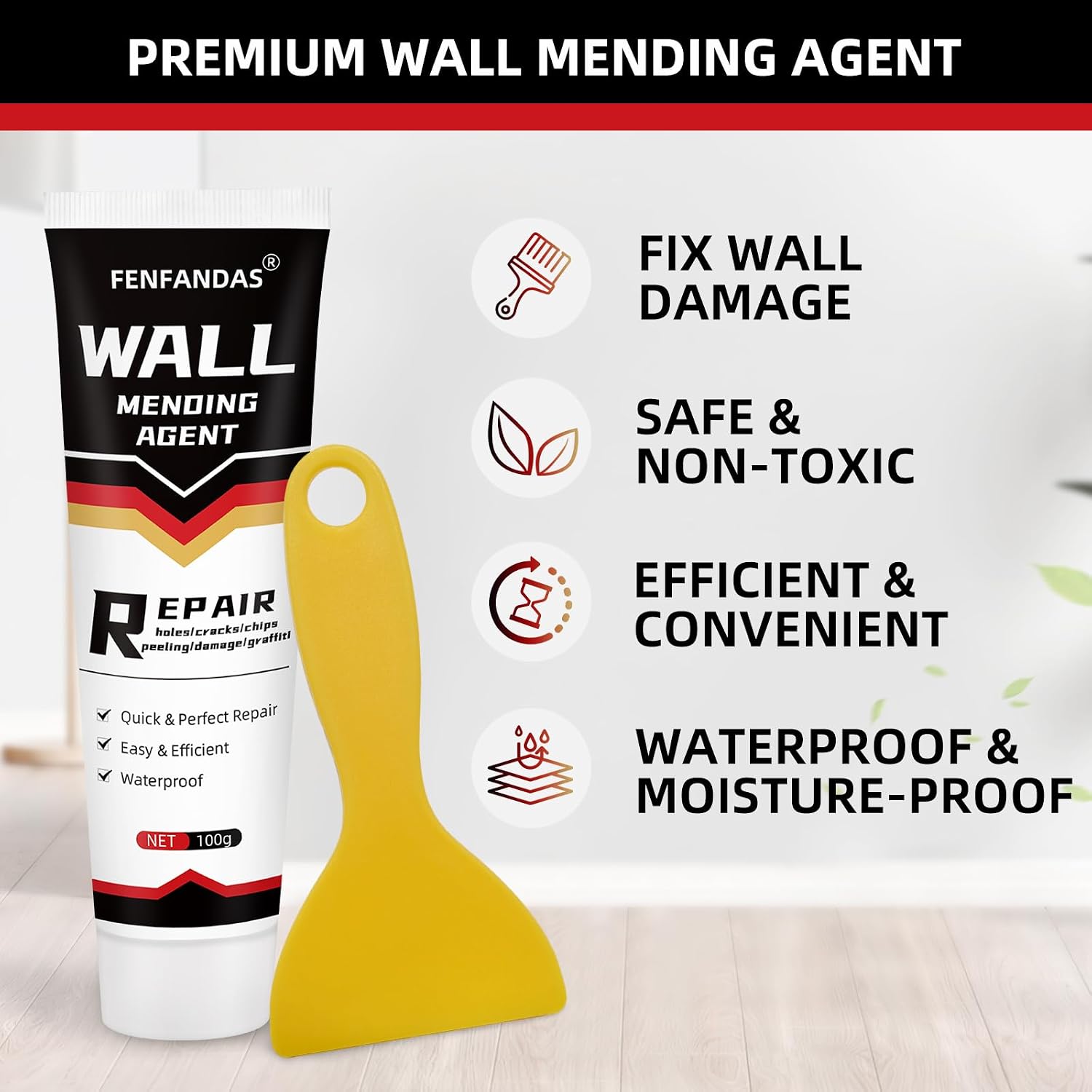 Drywall Repair Kit, Drywall Hole Patch Repair Kit Spackle Wall Repair Kit | Drywall Putty for Filling Holes and Creak