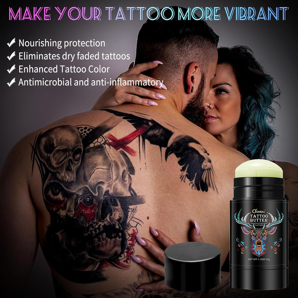 Tattoo Aftercare Butter Balm,Natural Organic Tattoo Cream Moisturizer for Old & New Tattoos Healing Brightener Color