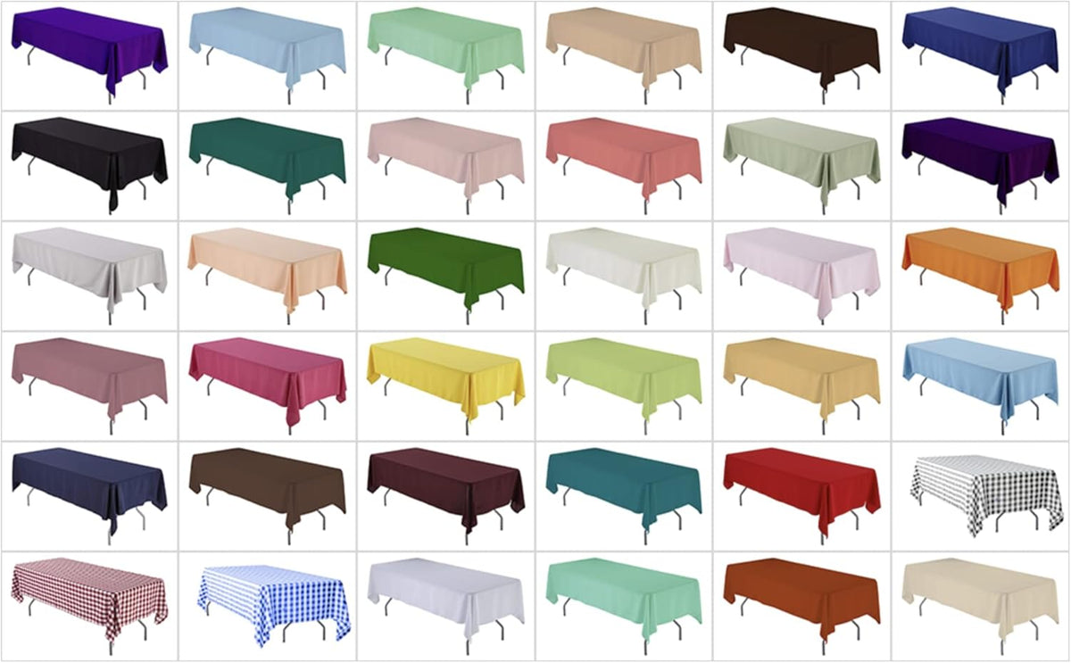 60 x 102-Inch Rectangular Polyester Tablecloth - Made in USA - Wrinkle-Resistant, Flame Retardant, Durable Party