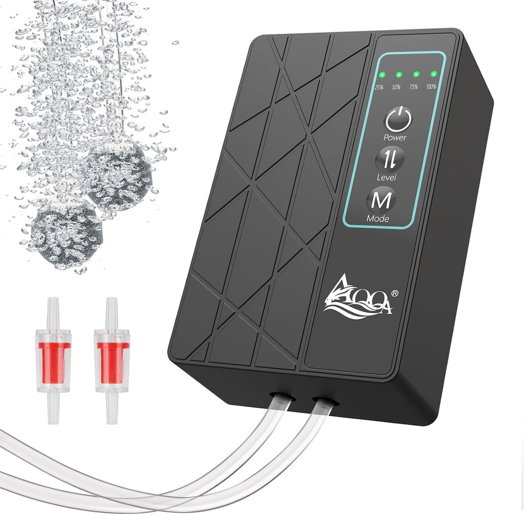 80GPH USB Rechargeable Aquarium Air Pump, Silent Flow Oxygen Aerator