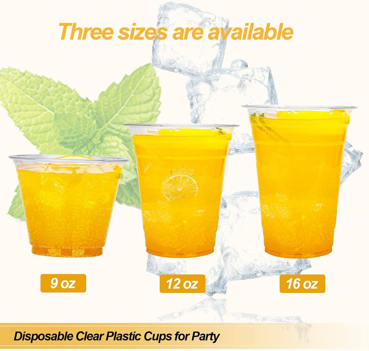 100 Count - 16 Ounce Plastic Cups, Ice Coffee Cups To Go - Crystal Clear PET Party Cups