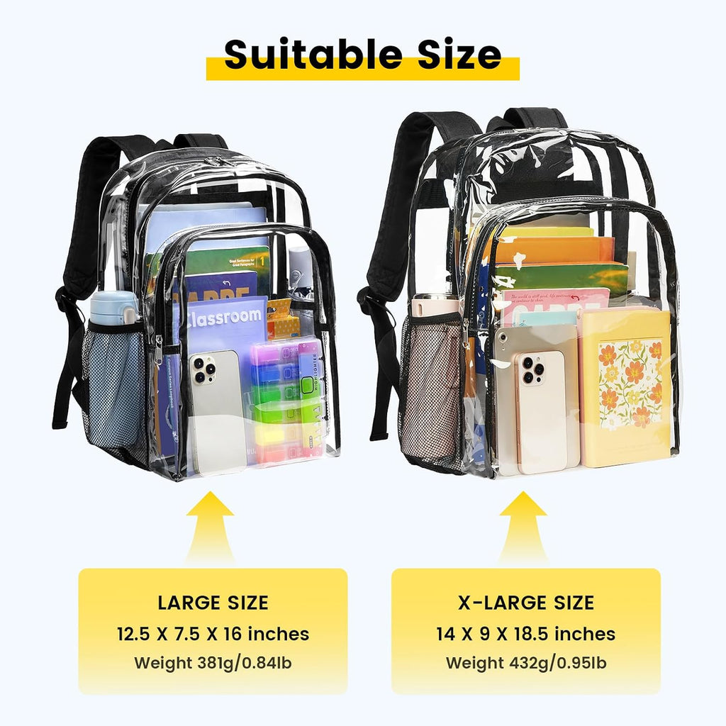 Clear Backpack for School, 16 inch Large Clear Bookbag | Lightweight See Through Backpacks for Girls and Boys