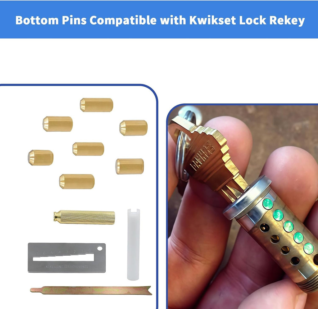 Rekey Kit for Kwikset, Complete 4-Tool DIY Set with Brass Bottom Pin | Rekeying Pins (1-6, 50 Each) for Home Door Lock