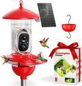 Hummingbird Feeder with Camera Outdoor, 5MP HD Smart Hummingbird Feeder Camera Solar Powered, AI Bird Identification
