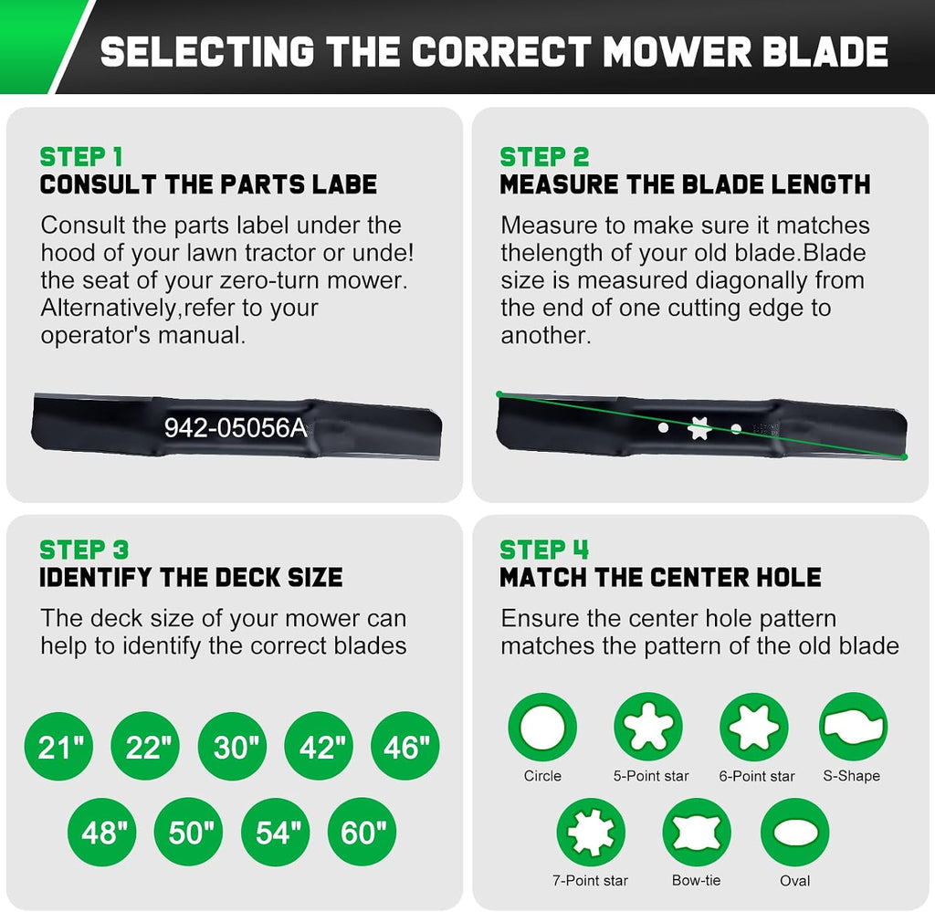 942-05056A High Lift Blades for Cub Cadet ZT1 54 inch Deck Mower | 6 Star,Ultima ZT2 XT1 XT2 L54 LT54 LX54 S54 GT54