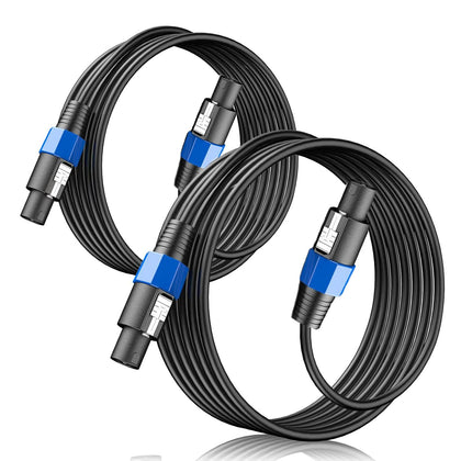 2-Pack 25ft Speakon to Speakon 12AWG Cable Twist Lock Pro Speaker Cord