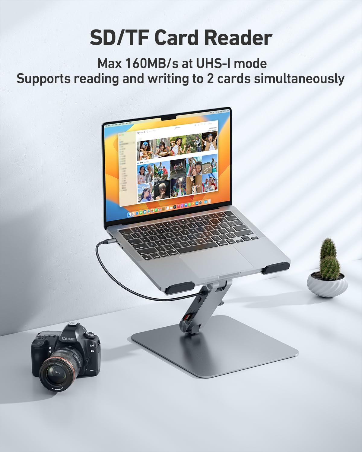 Laptop Stand with USB C 7in1 Docking Station,HDMI 4K@60Hz,1*SD 1*Micro SD,100W Power Delivery,10Gbps 1*USB C 3.2 and