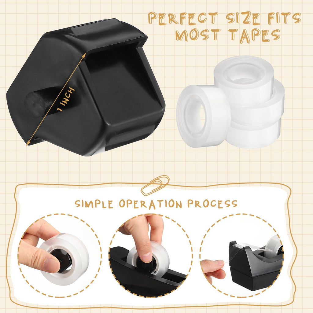 12 Pcs Tape Dispenser Core Replacement, Plastic Insert Wheel, Black