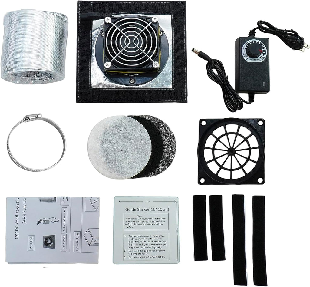 Smart Control 3-Layer Ventilation Filter Fan Kit for 3D Printer Enclosure | High Efficiency 5000RPM Exhaust Fan and