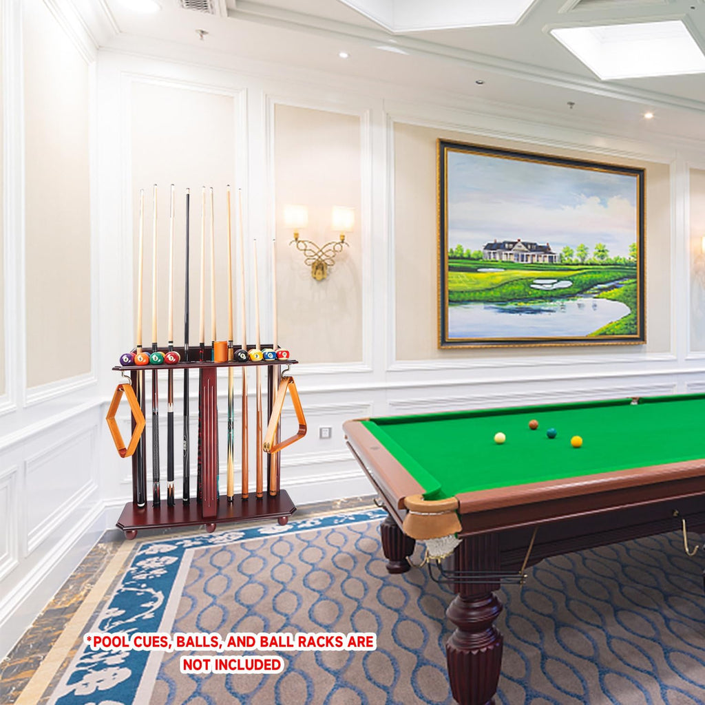 GSE Corner-Style Floor Stand Billiard Pool Cue Racks with Score Counters | Holds Pool Cue Sticks, Full Set of Balls