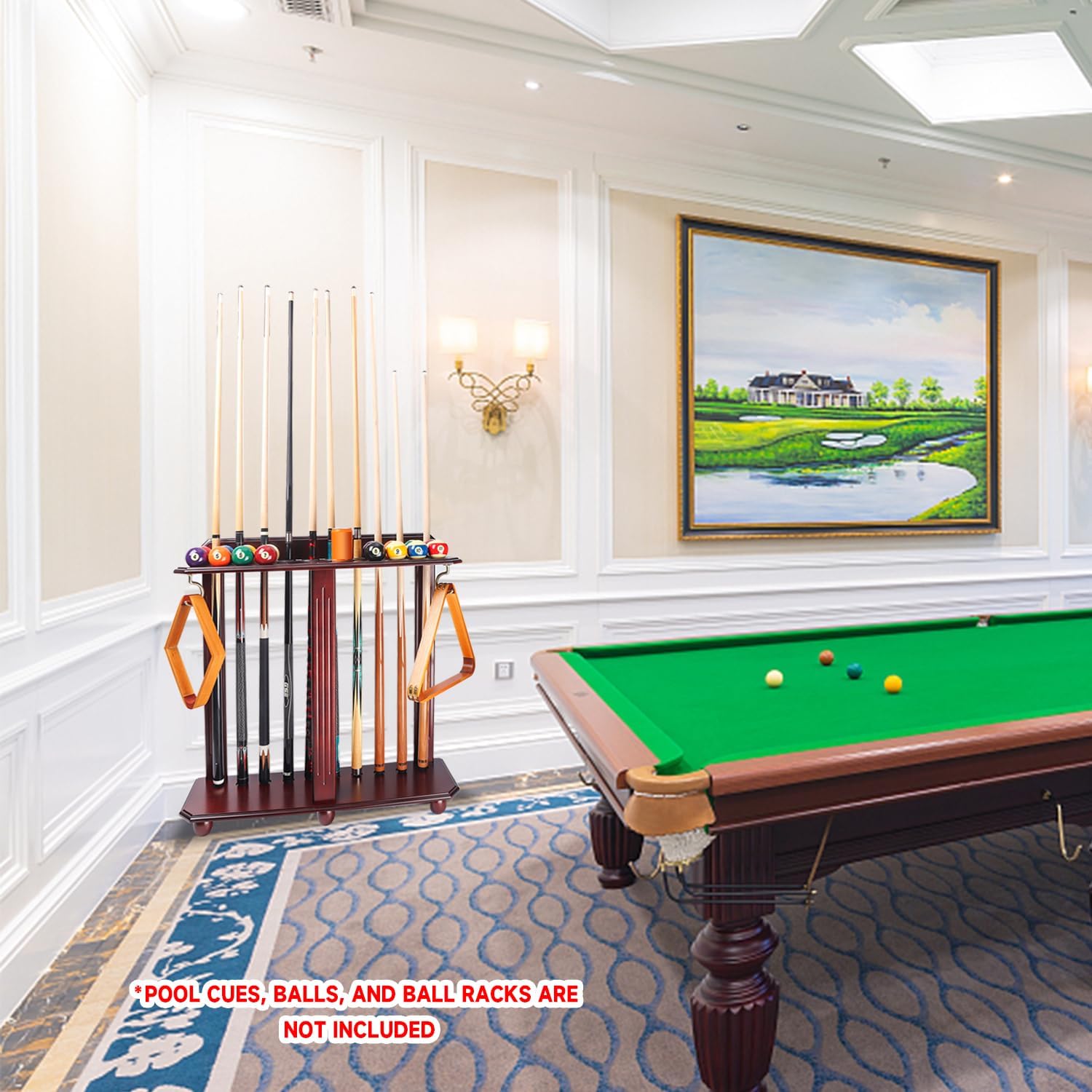 GSE Corner-Style Floor Stand Billiard Pool Cue Racks with Score Counters | Holds Pool Cue Sticks, Full Set of Balls