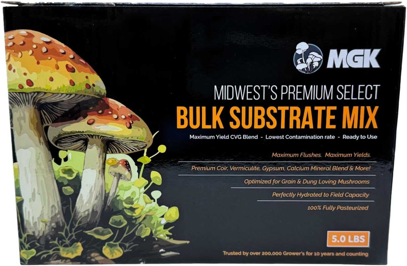 Premium Bulk Mushroom Substrate Mix | Fully Pastuerized | Maximum Yield | for Dung & Grain Loving Mushrooms (5 LBS)