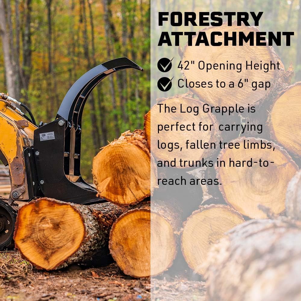 Titan Attachments 29" Wide Log Grapple Attachment, Universal Skid Steer Style Mounting System, Single 3,000 PSI