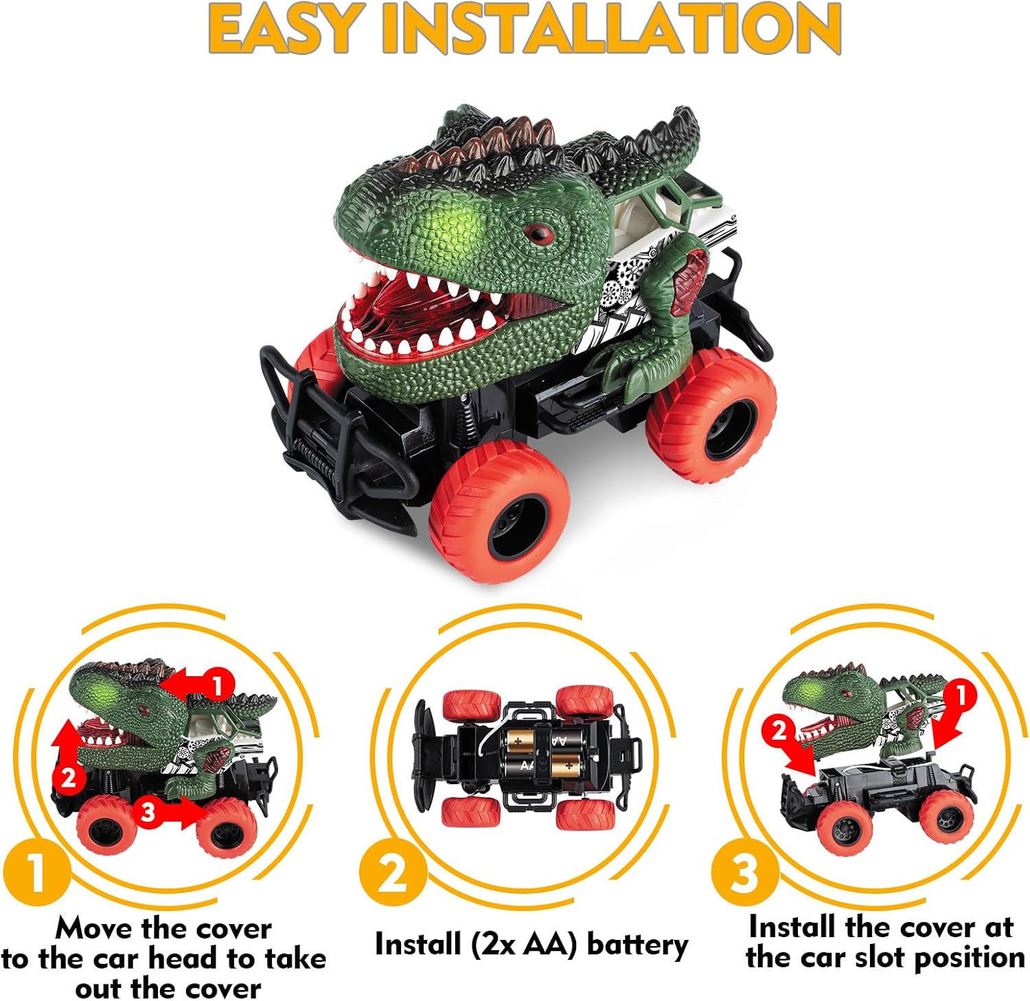 Dinosaur Toys Remote Control Car for Kids 3-7, Dino RC Car for Toddler Kids Toys Age 3 4 5 6 7 Boys and Girls