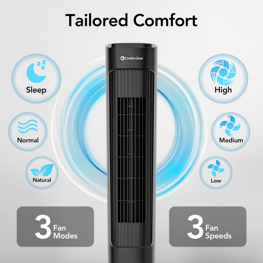 36" Oscillating Tower Fan with Remote & Timer