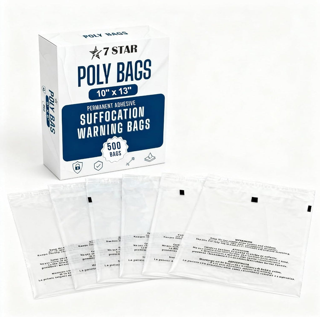 10" X 13" Self-Seal Clear Poly Bags with Suffocation Warning | Packaging, T-Shirts, Shipping | Permanent Adhesive