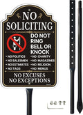 No Soliciting Do Not Ring Bell Or Knock Sign with 34.6" Stake | 12" x 8" No Soliciting Sign for House, Rust-Free