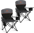 2-Pack Folding Camping Chair with Cooler Bag & Lumbar Support | Durable steel frame & Oxford fabric. Features 4-can