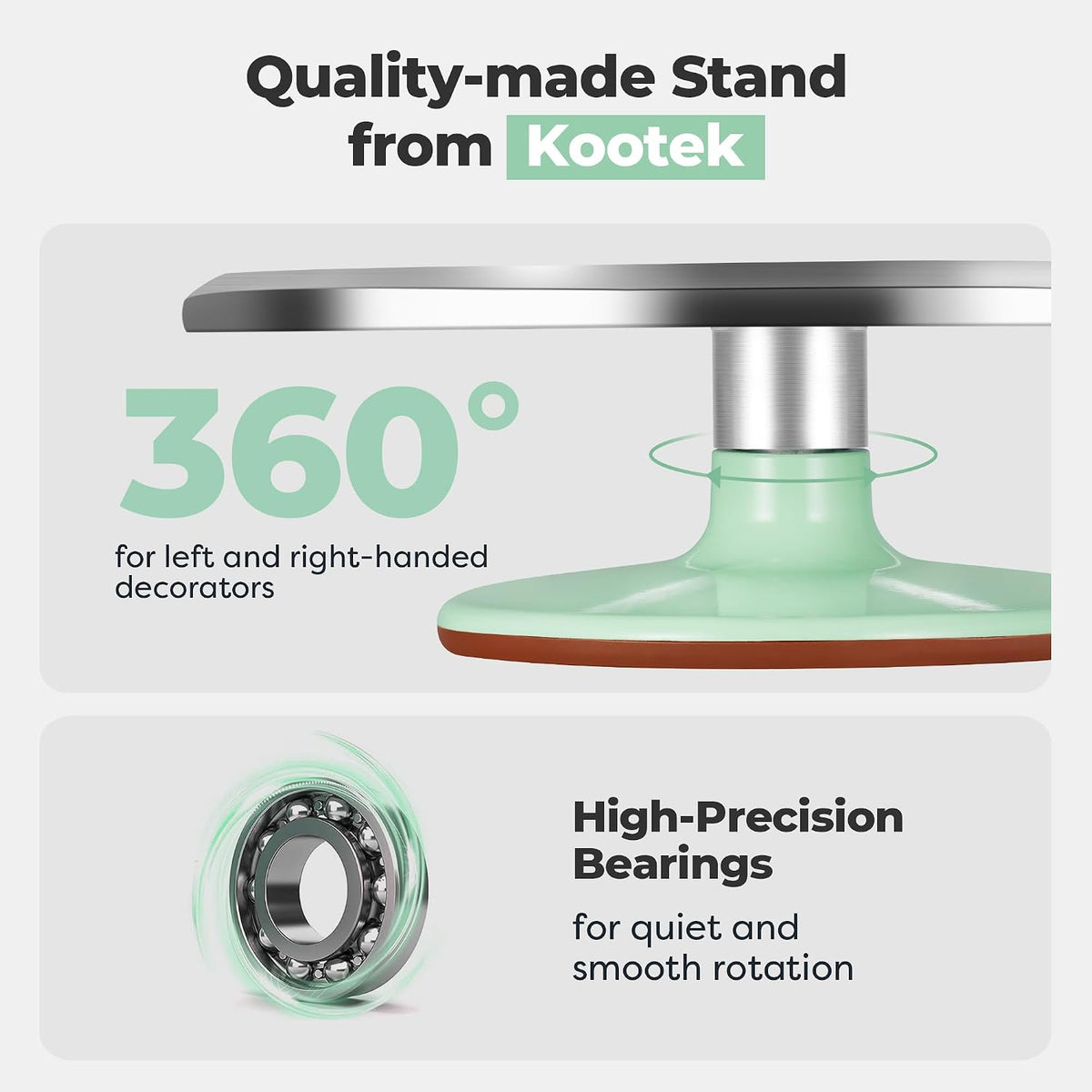12" Green Aluminum Alloy Cake Turntable, Cake Stand for Decorating