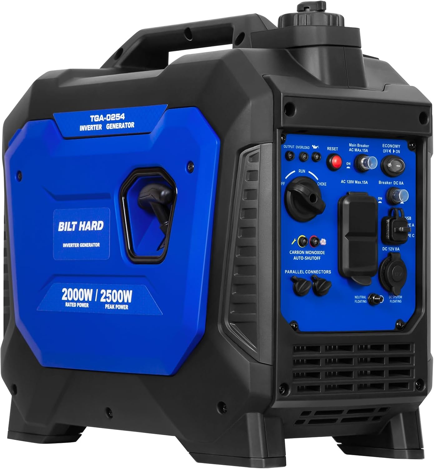 Gas Generator 2500W, 80cc 4 Stroke Quiet Inverter Generator with CO Sensor, Parallel Ready,120V AC Duplex Receptacle