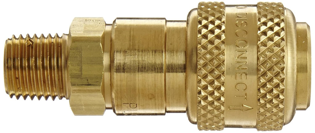 Dixon Valve 2DM2-B Brass Automatic Industrial Interchange Pneumatic Fitting, Socket, 1/4" Coupler x 1/4" - 18 NPTF Male Thread