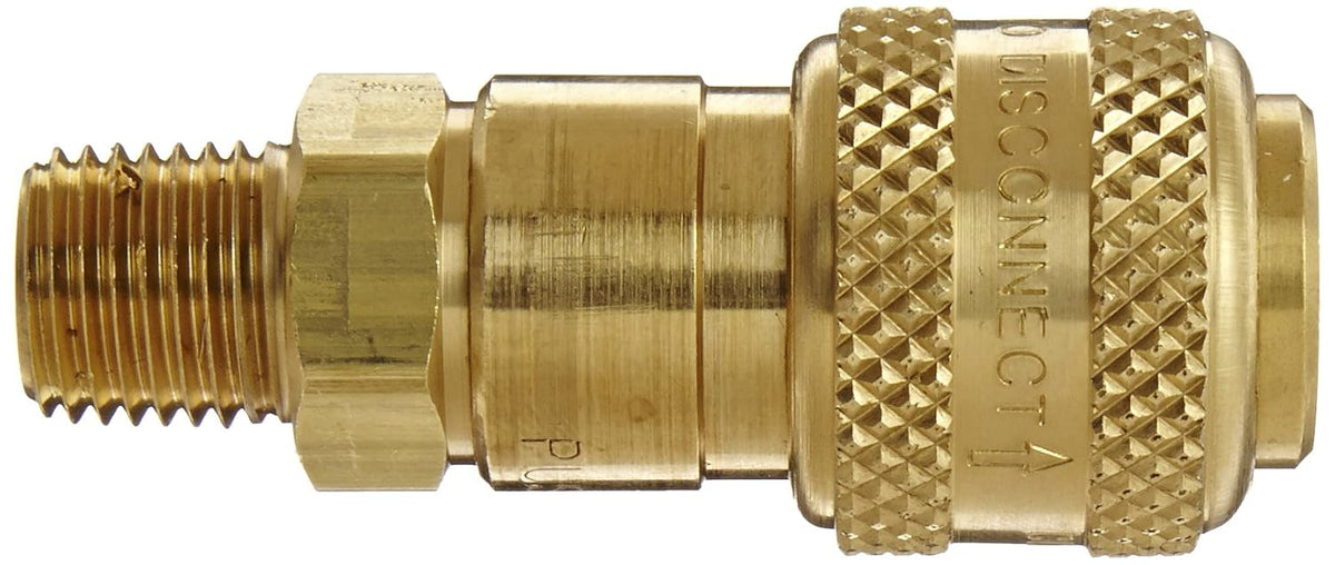Dixon Valve 2DM2-B Brass Automatic Industrial Interchange Pneumatic Fitting, Socket, 1/4" Coupler x 1/4" - 18 NPTF Male Thread