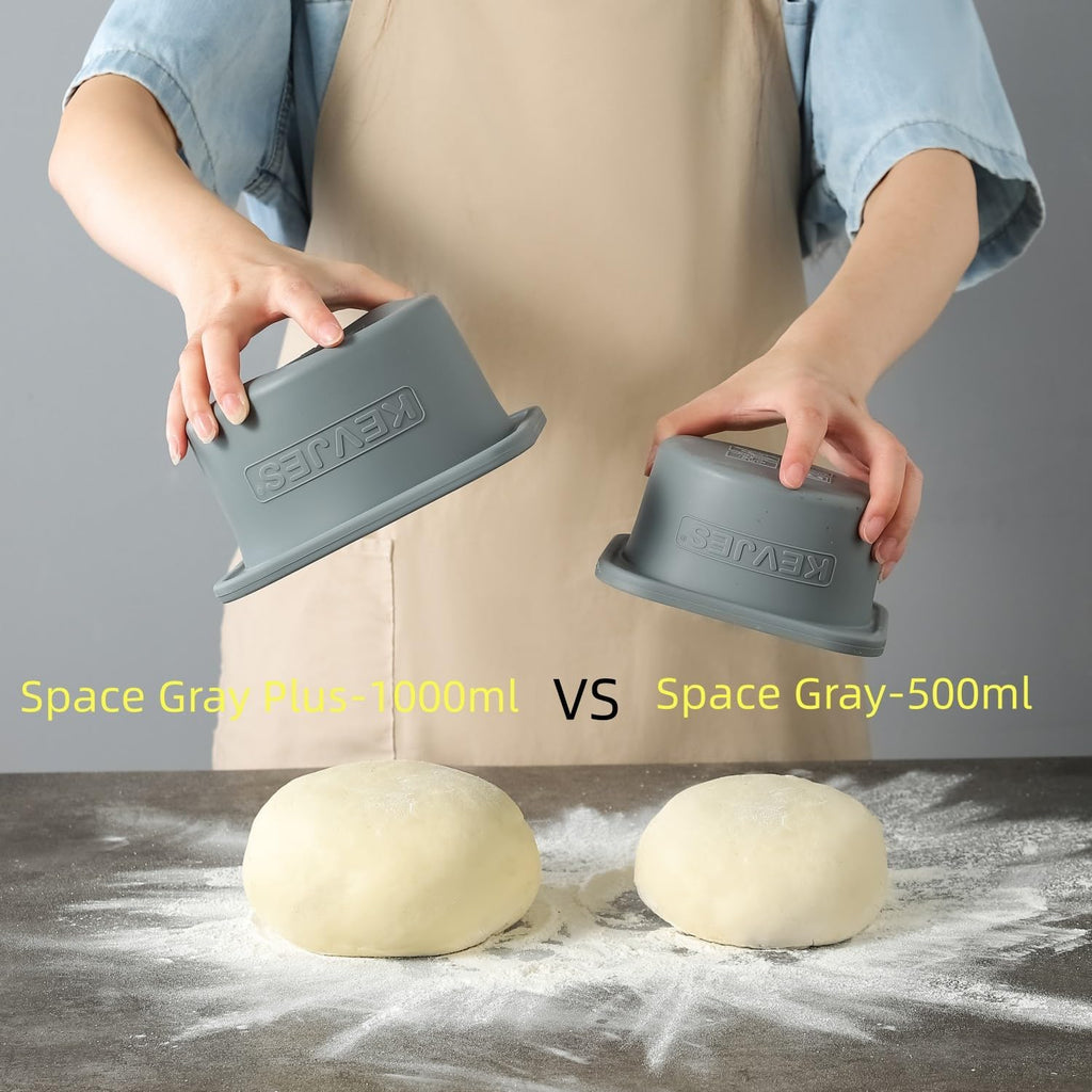 PLUS 1000ml Pizza Dough Proofing Containers, 2-Pack, Space Grey