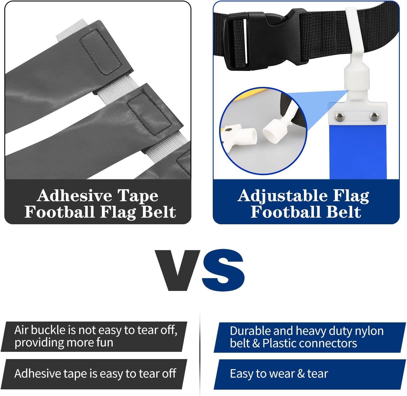 Adjustable Flag Football Belt Set, with Belt and Flags, for Youths, Adults