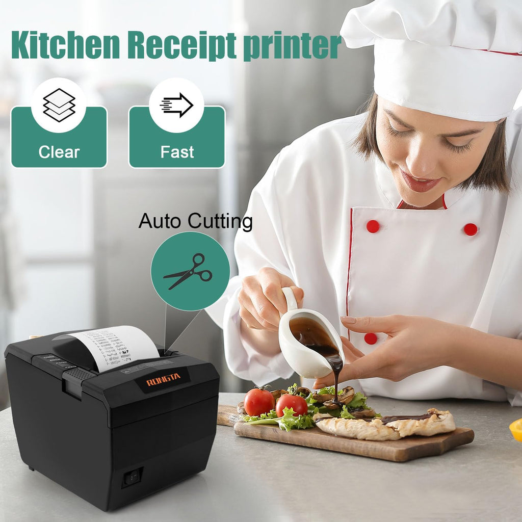 Thermal Receipt Printer with Auto Cut, 80mm, USB/LAN/Serial, RP327 | POS Printer for Retail & Small Businesses