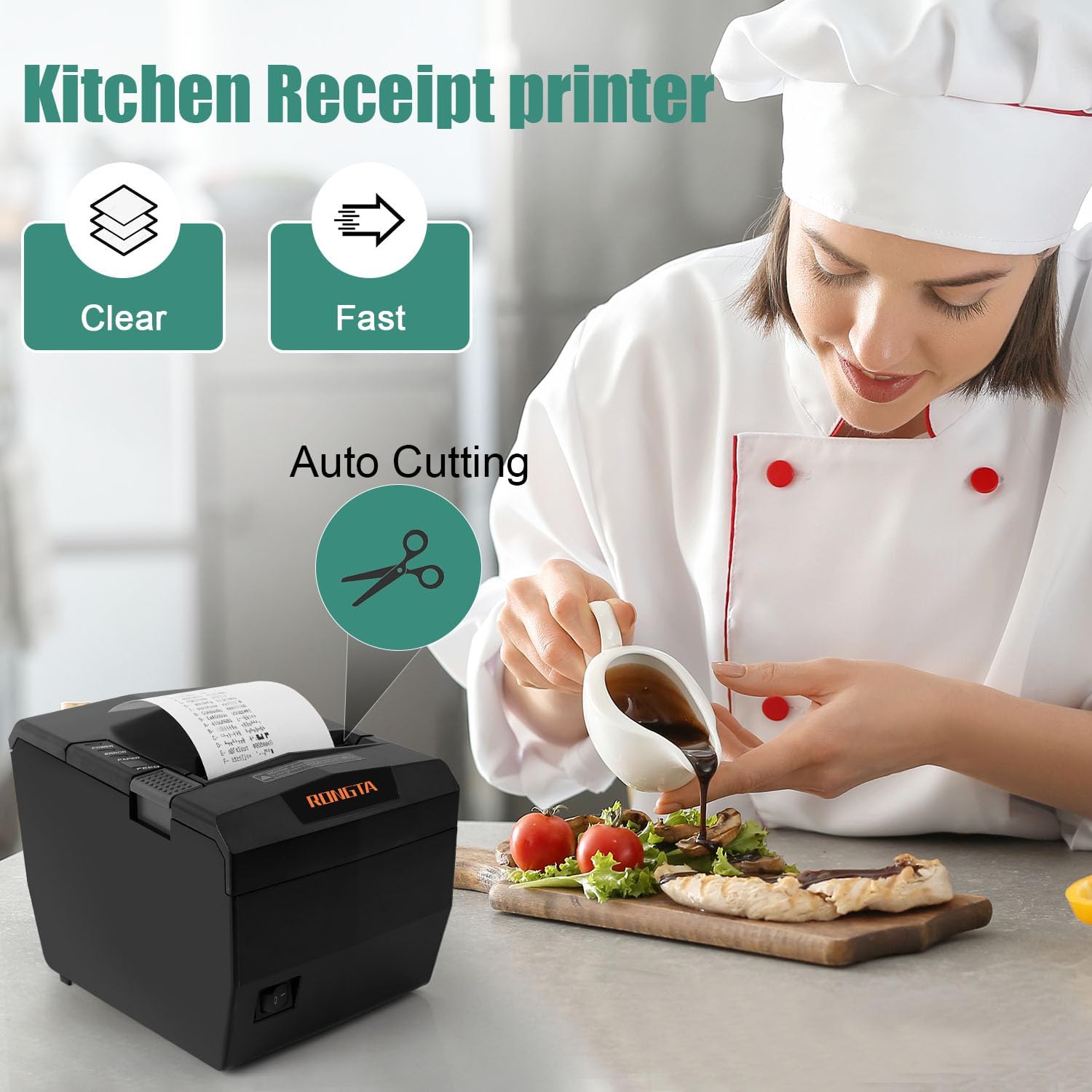 Thermal Receipt Printer with Auto Cut, 80mm, USB/LAN/Serial, RP327 | POS Printer for Retail & Small Businesses