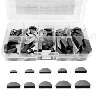 YTFRL 120PCS Woodruff Key Assortment Kit, 10 Sizes Carbon Steel Semicircle Bond Key Metric Hardware Set, Half Moon Gear Shaft Drive Flywheel Key for Fasteners Mechanical Industry