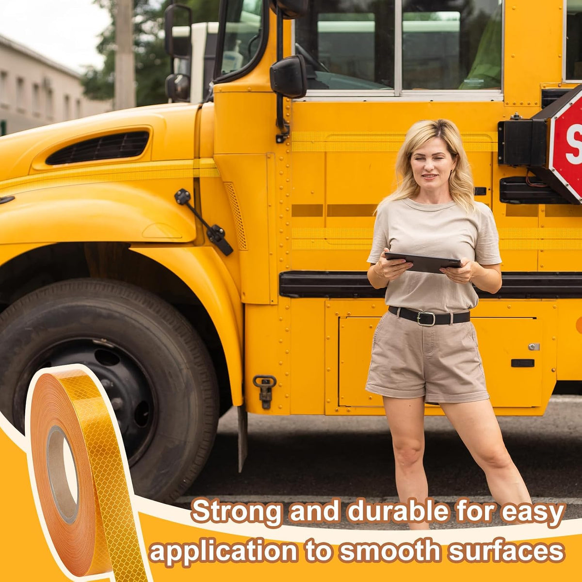 1 Roll School Bus Reflective Tape, Reflective, 1 Inch X 150 ft