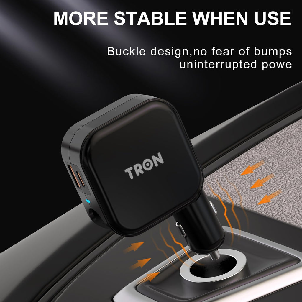 Wall & Car Charger Travel Charging Station, 36W Dual USB-C & USB-A Fast Charger, Foldable for iPhone, iPad, Android