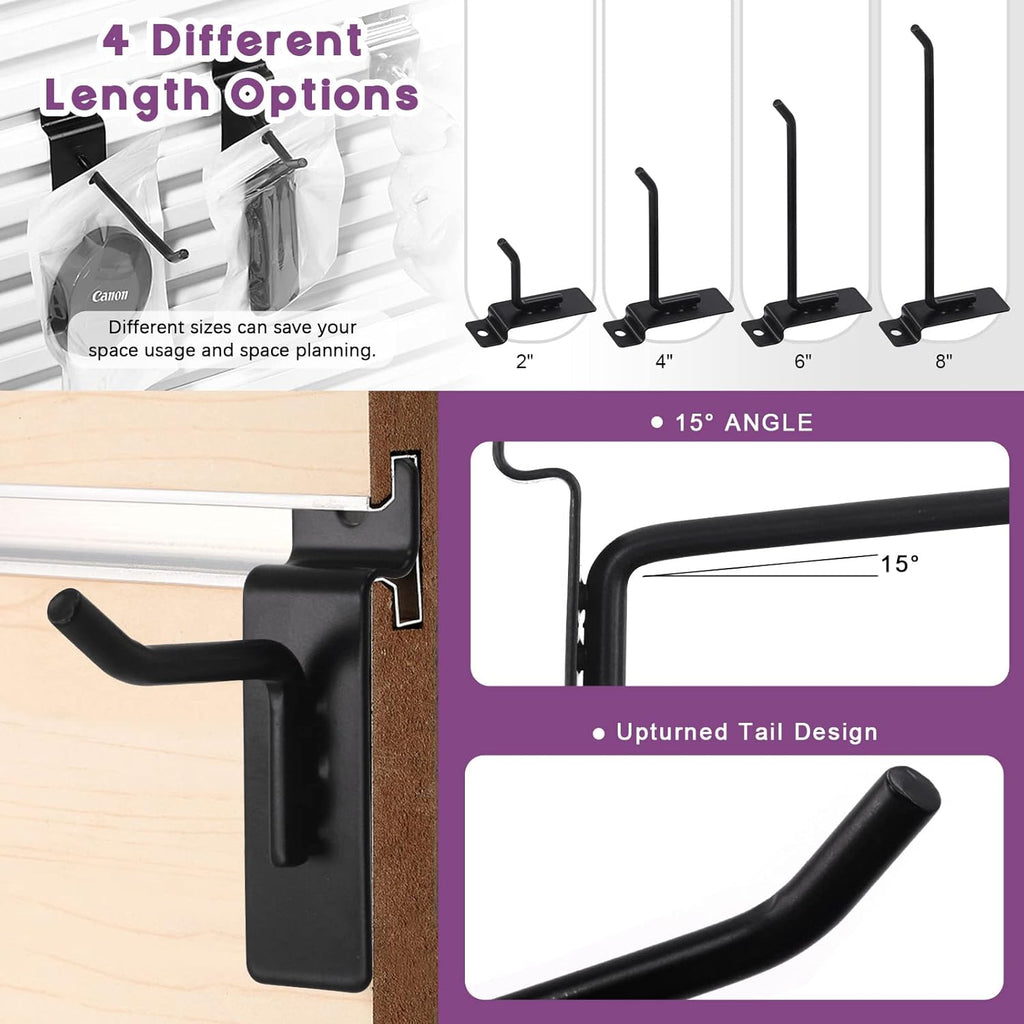 20Pcs 4 Inch Heavy Duty Slatwall Hooks Assortment Kit, Slatwall Accessories Slatwall Panel Hooks Garage Organization