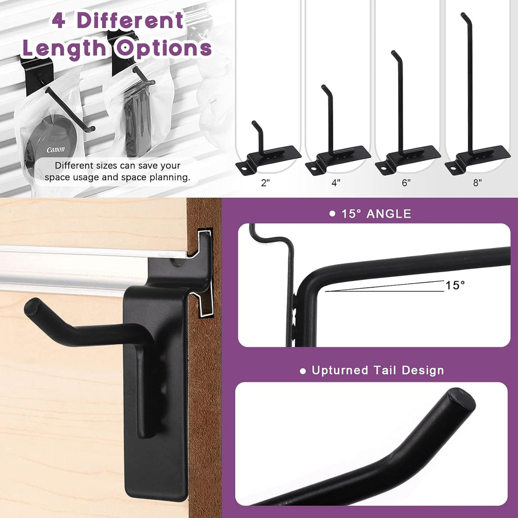 20Pcs 6 Inch Heavy Duty Slatwall Hooks Assortment Kit, Slatwall Accessories Slatwall Panel Hooks Garage Organization