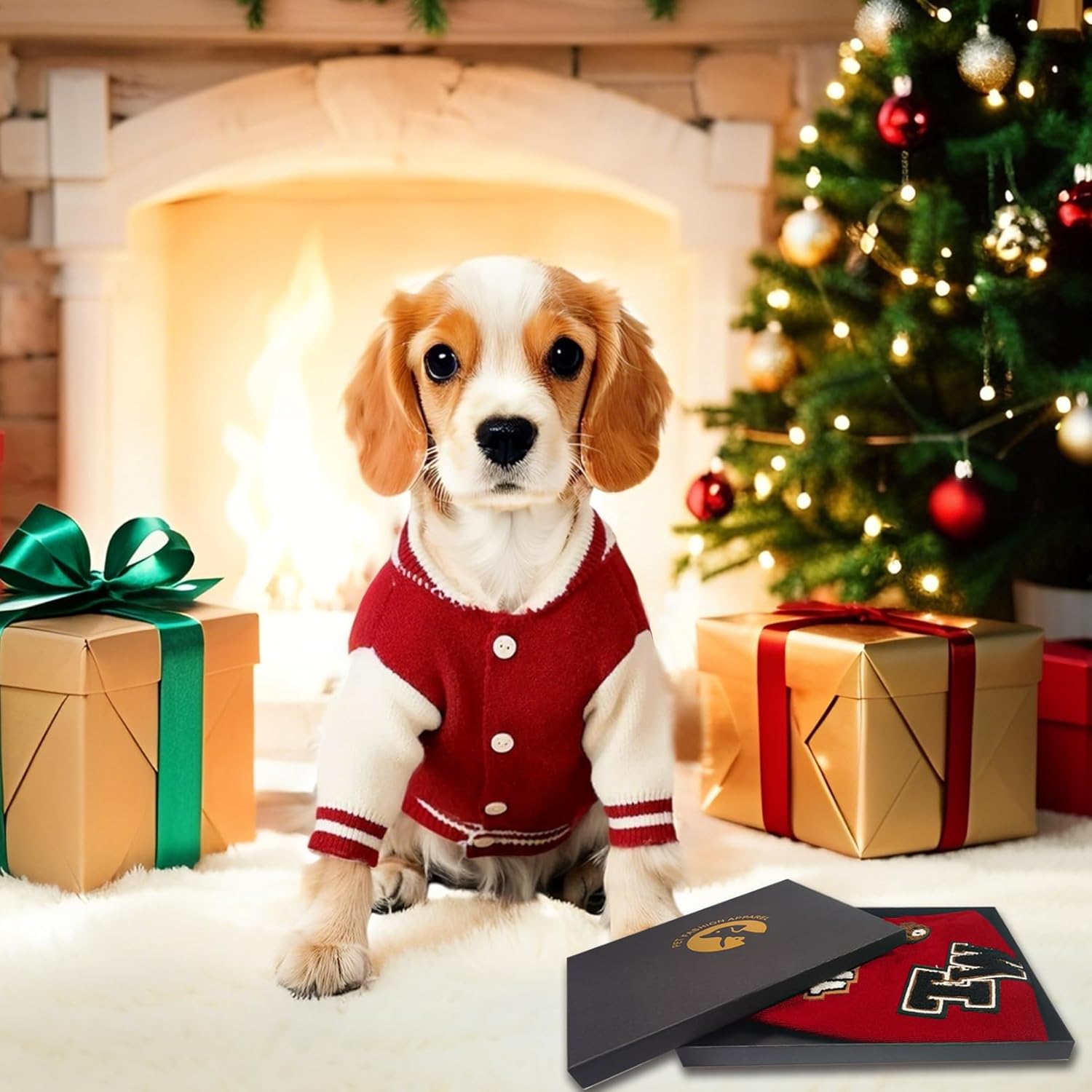 Dog Varsity Sweaters for Medium Dogs, Brushed Fleece Dog Sweater Baseball Jacket Pet Clothes with Bear Embroidery