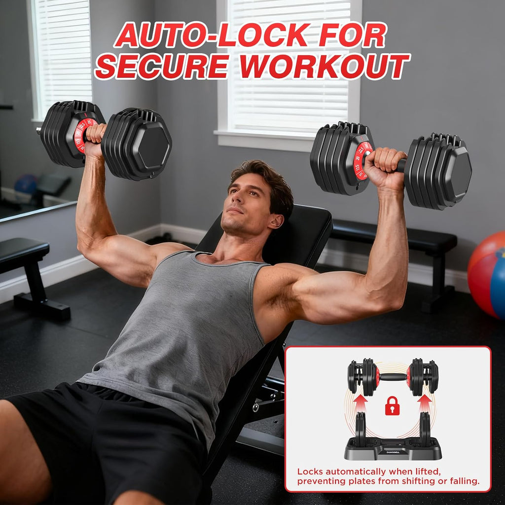 Adjustable Dumbbells Set All in One Free Weights Set for Home Gym | 25/26.5/52.5/55/85lbs Weights Dumbbells Set, 1