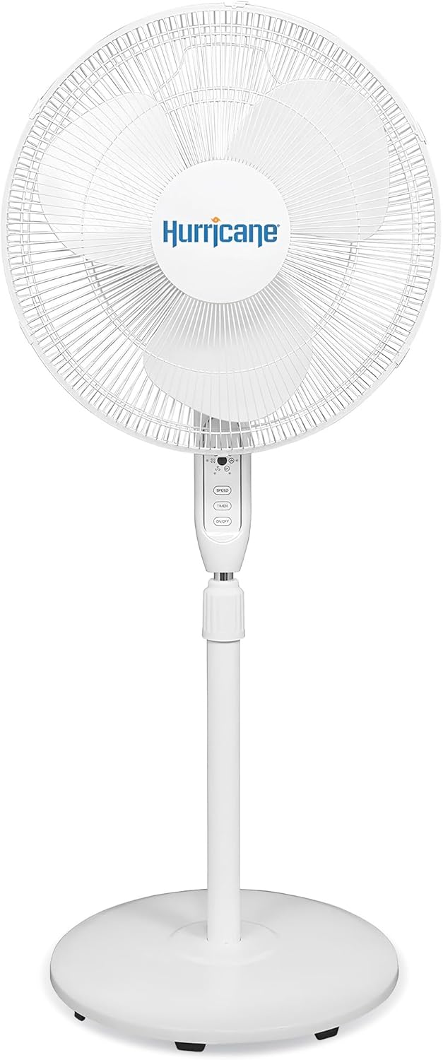 Supreme Oscillating Pedestal Fan w/Remote for Home, White, 16 in | Standing Electric Air Cooling Unit for Indoor