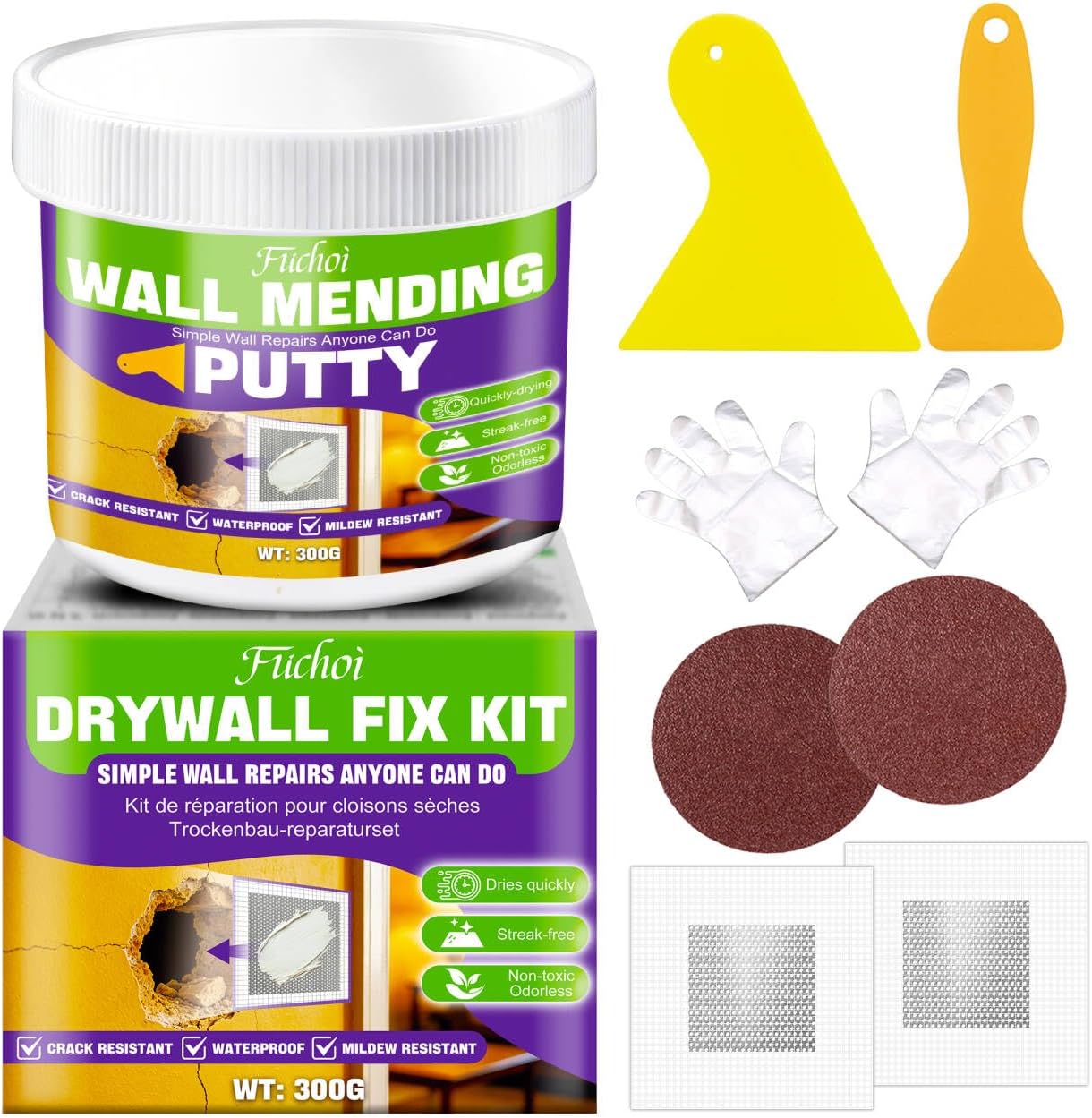 Drywall Repair Kit, 10.5oz Wall Spackle Paste,Drywall Hole Patch Repair Kit | For filling nail holes and crack on