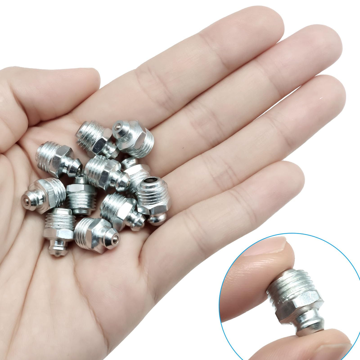 Cionyce 20 Pcs M10 Hydraulic Grease Fitting Kit, 10mm x 1mm