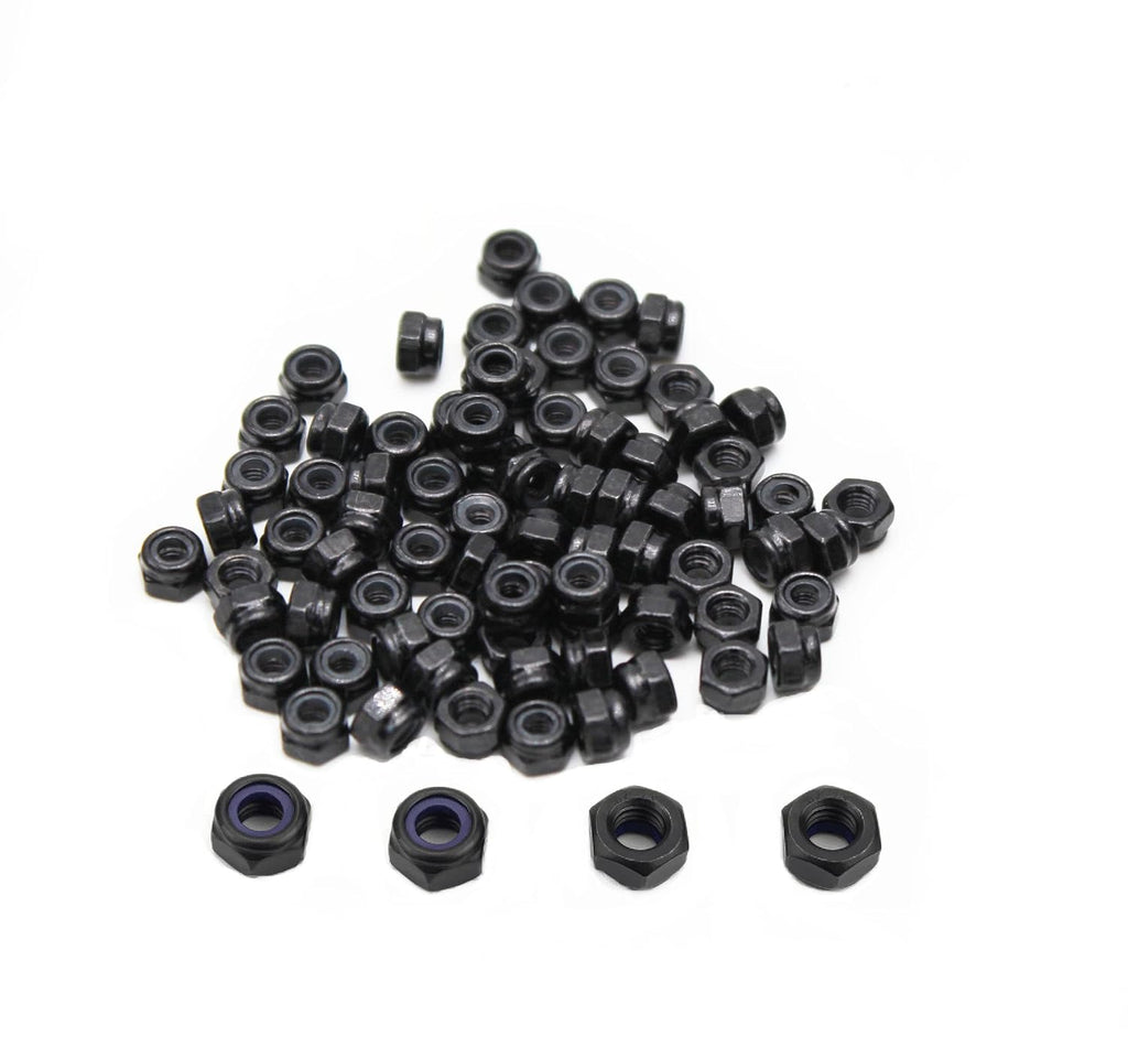 110-piece Set M3 Nylon Lock Nuts M3*0.5mm, Black Anti-Loosening Self-Locking Nuts
