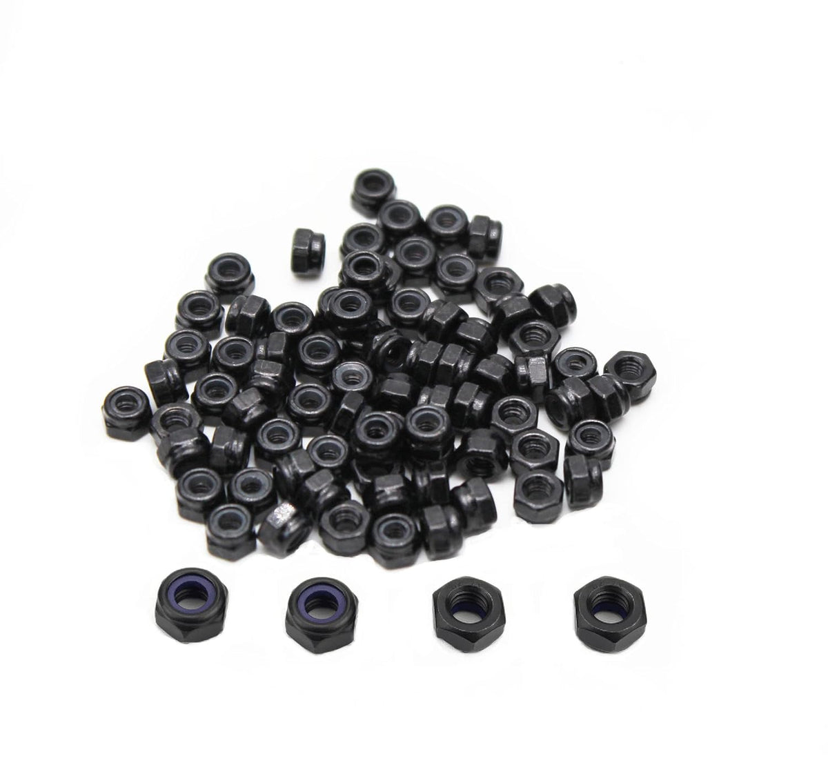 110-piece Set M3 Nylon Lock Nuts M3*0.5mm, Black Anti-Loosening Self-Locking Nuts