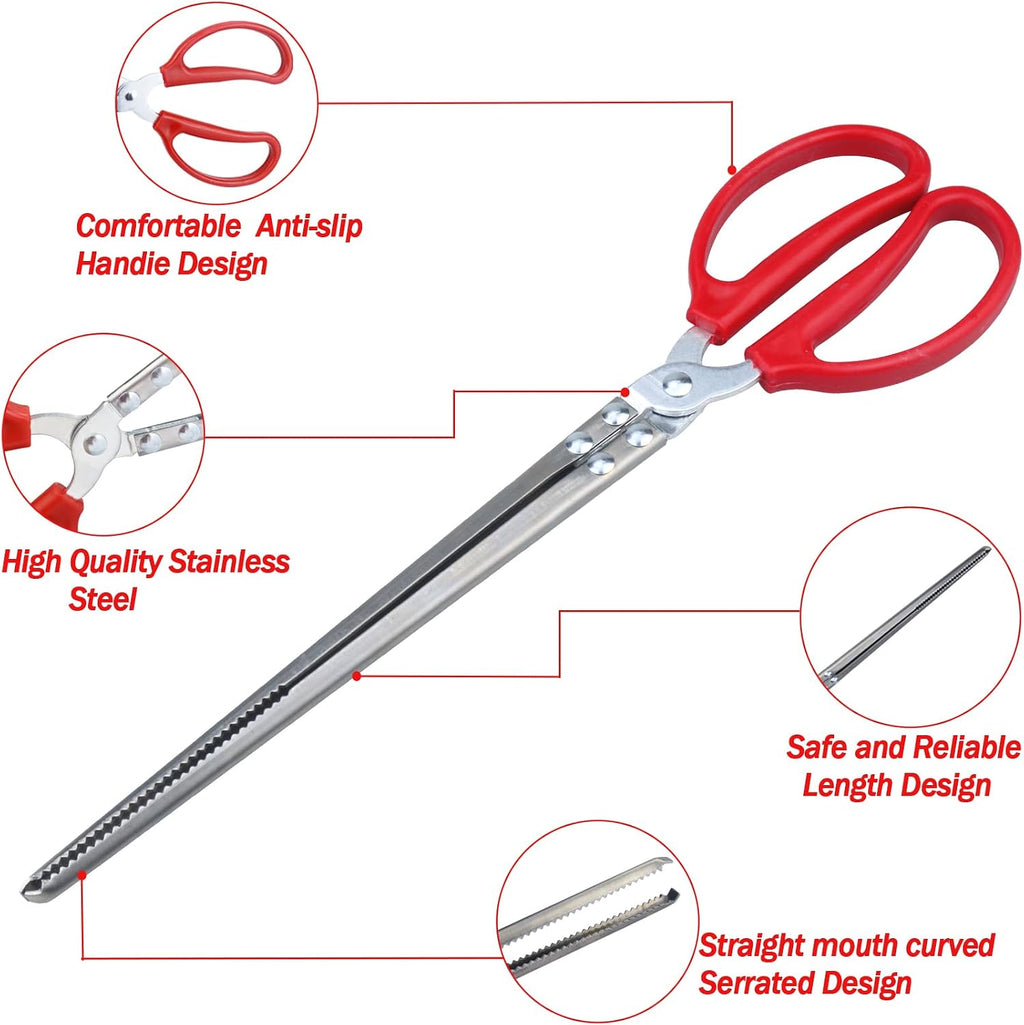 15 Inch Reptile Feeding Tongs, Extra Long Large Snake Feeding Tweezers, Curved or Straight Design Heavy Duty