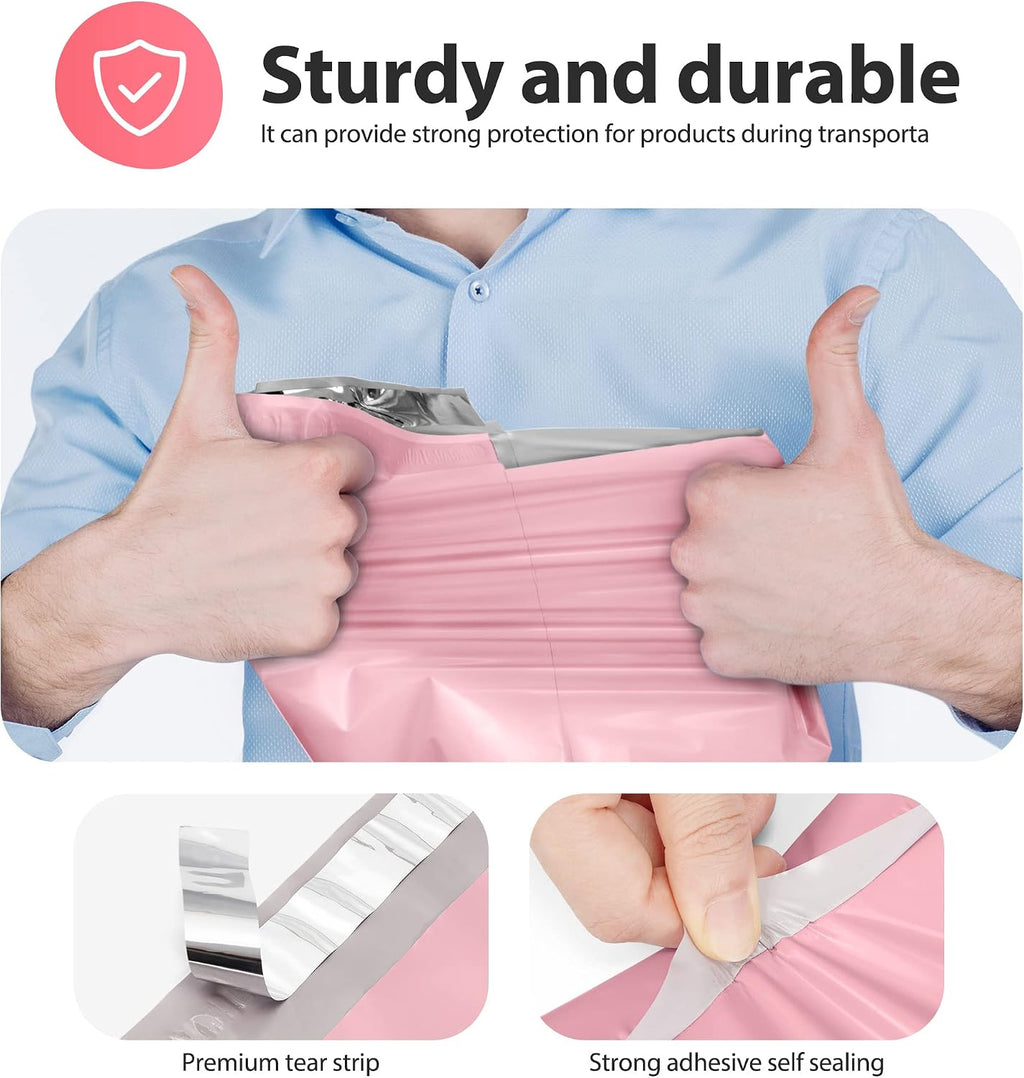 Poly Mailers 14.5x19 Inch 50pc Shipping Bags for Small Business Pink | Mailing Envelopes for Clothing,Self Seal