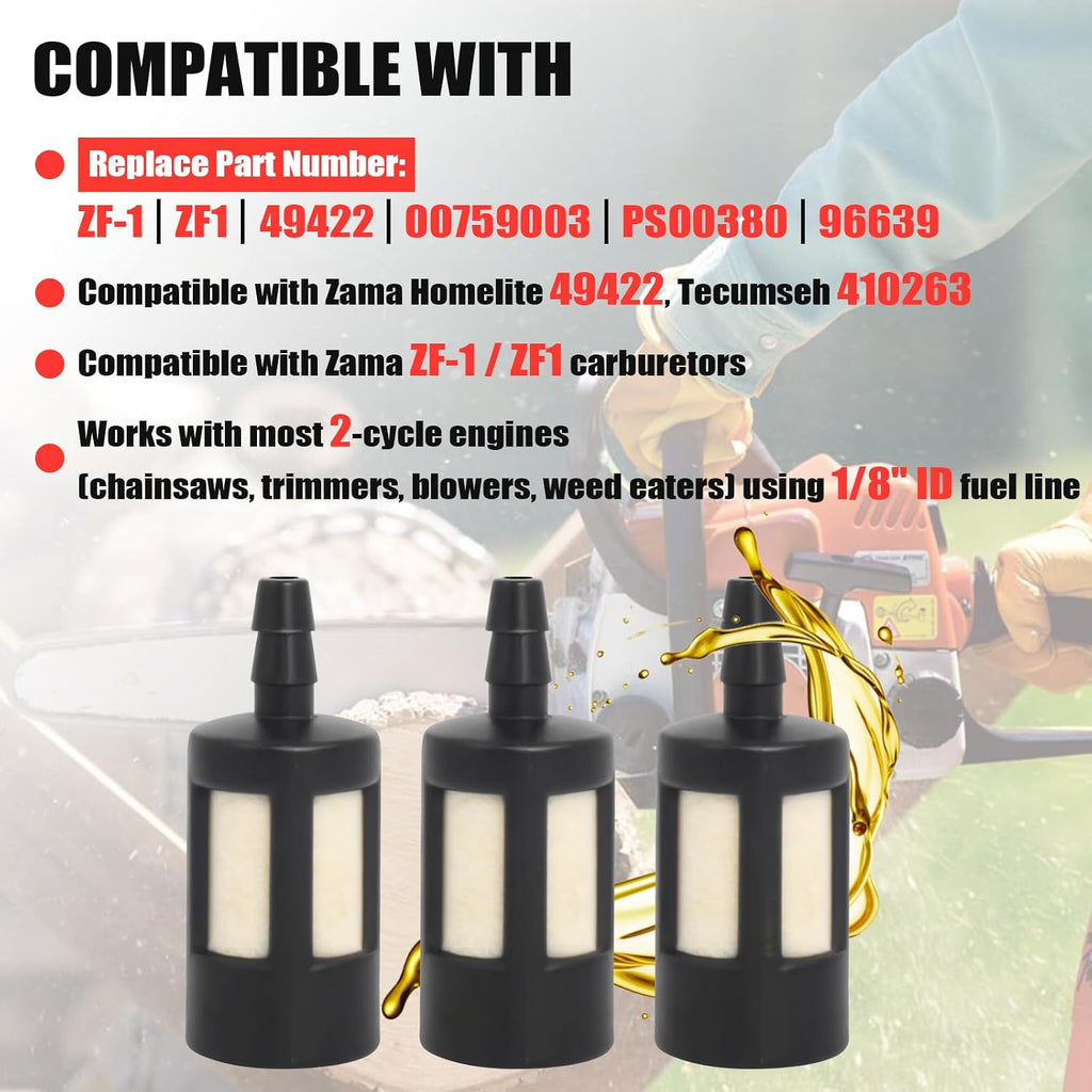 Podoy ZF-1 ZF1 Fuel Filter for 1/8" ID Fuel Line (10 Pack)
