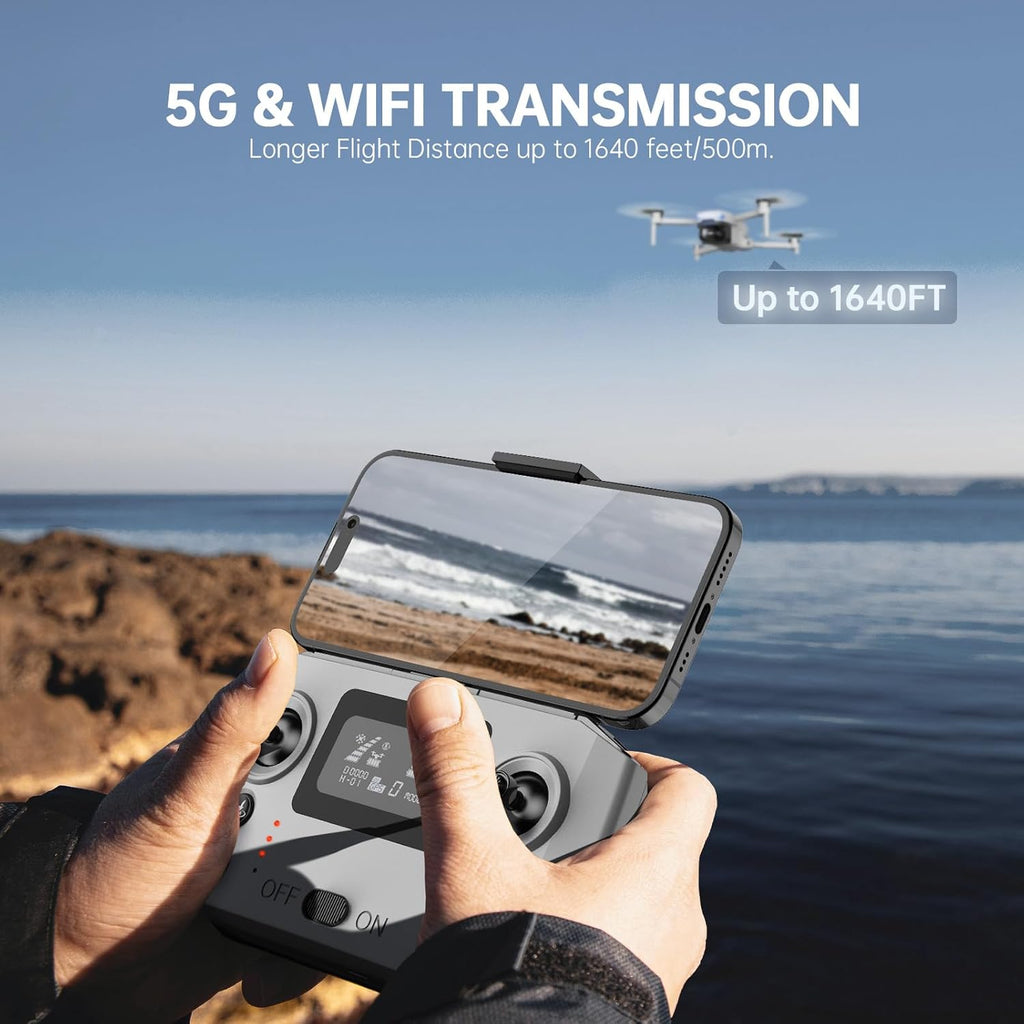 Drones with Camera for Adults 4K, Foldable Beginner Drone with Brushless Motor, Auto Follow, Tap Fly, Circle Fly, One